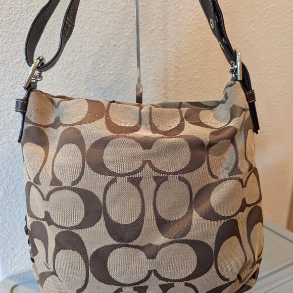Coach Signature Jacquard Monogram Convertible shoulder bag F15067  Tan/brown - Picture 1 of 8